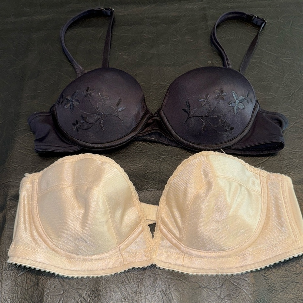 Bra Bundle, 1-Playtex Black & 1-Carnival Strapless Cream, Size 36B, EUC